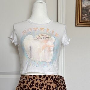 UOx Boys Lie Goodbye White Angel Graphic Baby Tee Crop Top